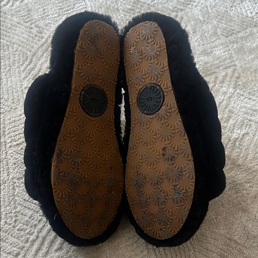 Women’s UGG Black Fluffy Slides - Picture 6 of 6